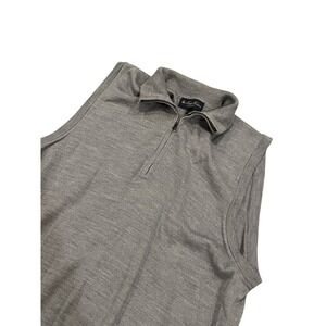 Men's Brooks Brothers Italian Yarn Merino Wool 1/4 Zip Pullover Sweater Vest L